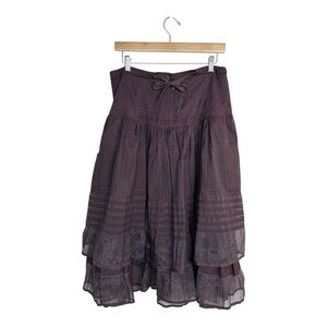 Gunilla Ponte Women’s Sz42 /10 Flowy Boho Fairy Whymsigoth Tiered Burgundy Skirt